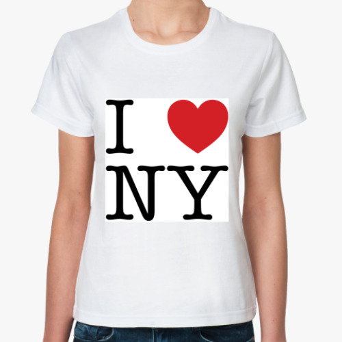 Классическая футболка с принтом I love NY