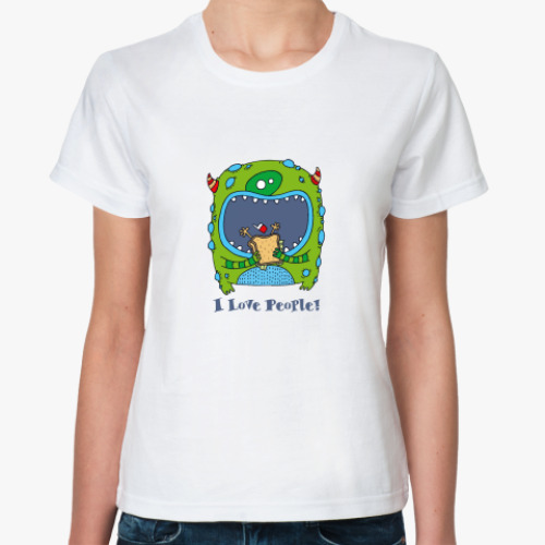 Классическая футболка с принтом 'I Love People!'