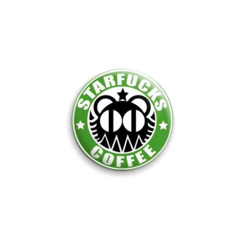 Значок 25мм с принтом Starfucks  25 мм