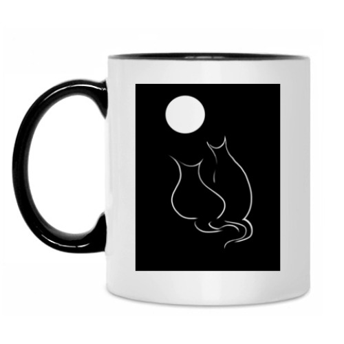 Кружка с принтом Кот и кошка