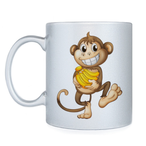 Кружка с принтом Обезьянка с бананами