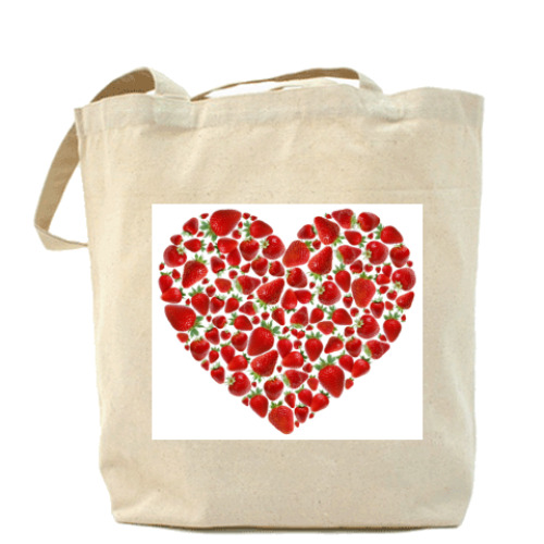 Сумка шоппер с принтом Клубничное сердечко