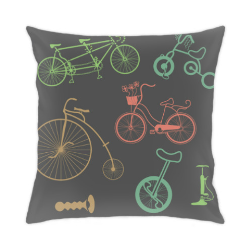 Подушка с принтом Велосипеды