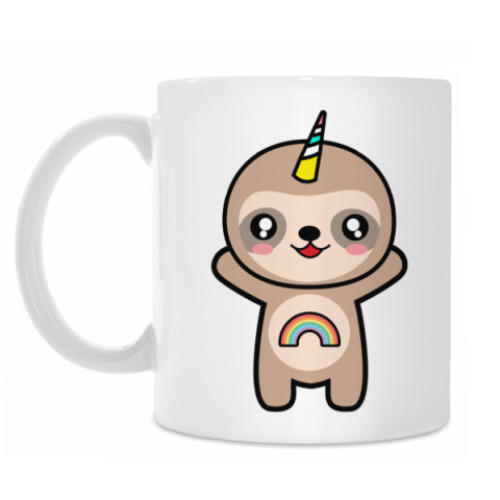 Кружка с принтом Ленивец Единорог