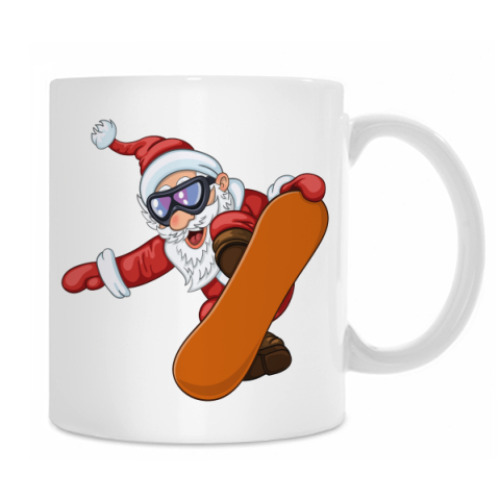 Кружка с принтом Санта Сноубордист