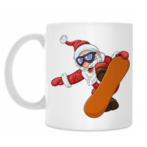 Кружка с принтом Санта Сноубордист