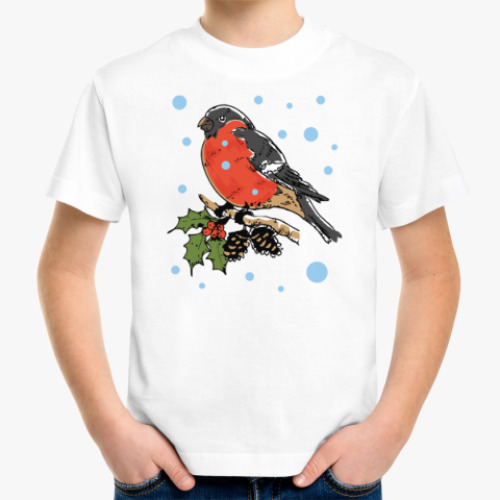 Детская футболка с принтом Снегирь