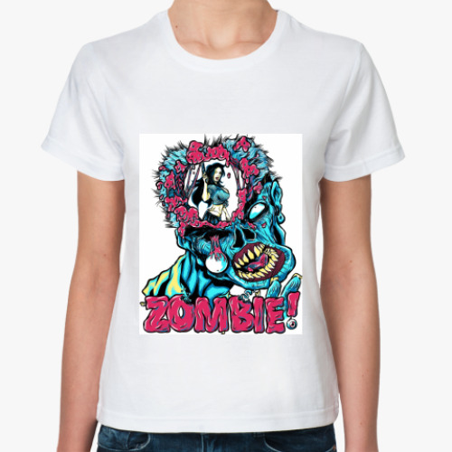 Классическая футболка с принтом Zombie!
