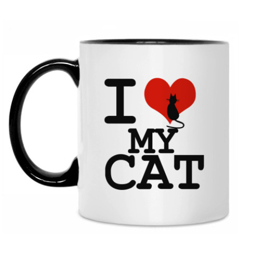 Кружка с принтом I Love My Cat