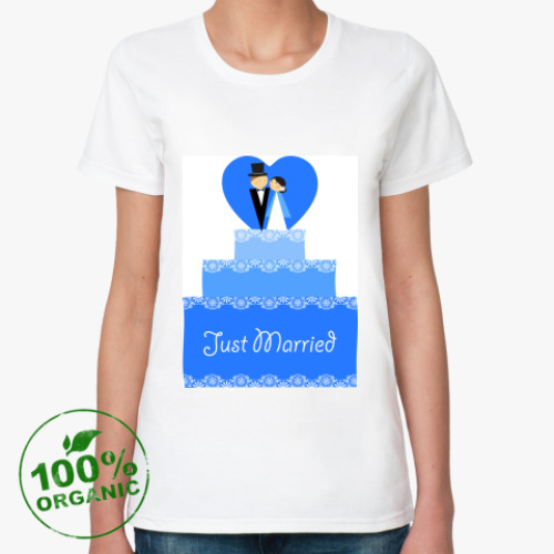 Женская футболка из органик-хлопка с принтом Just Married