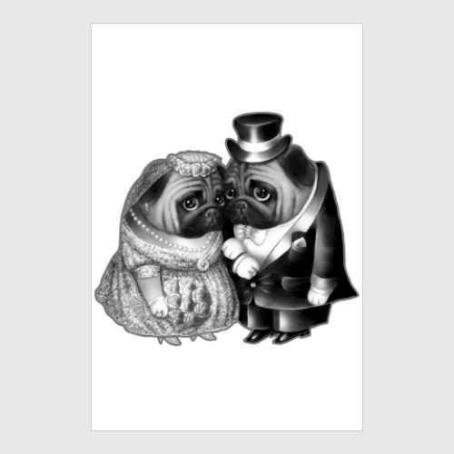 Постер с принтом Совет да любовь. Свадьба мопсов