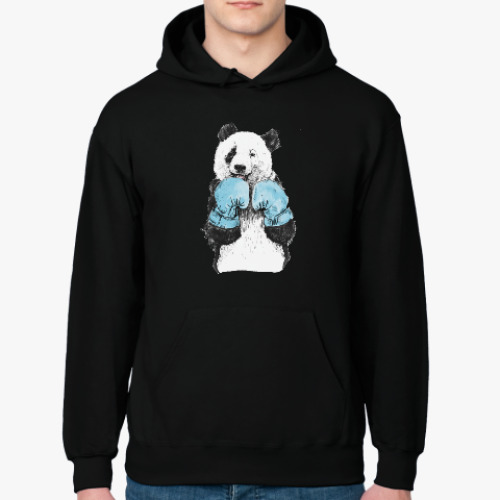 Толстовка худи с принтом Панда боксер