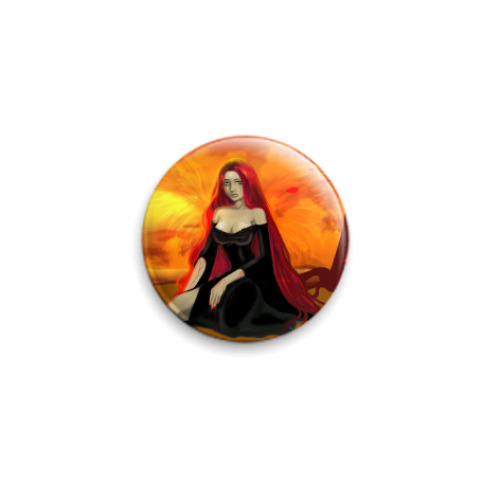 Значок 25мм с принтом Красные Листья