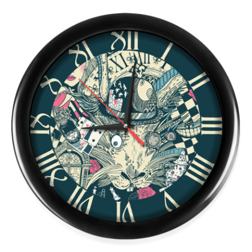 Настенные часы с принтом Алиса в стране чудес