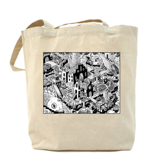 Сумка шоппер с принтом город