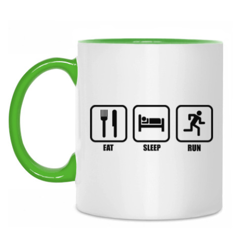Кружка с принтом Eat Sleep Run