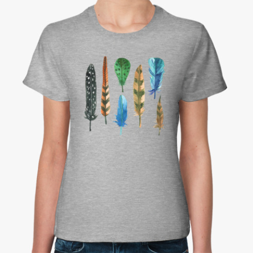 Женская футболка с принтом Перья