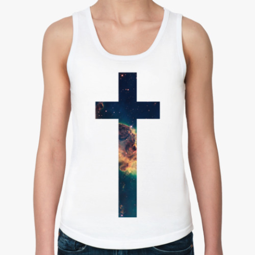 Женская майка с принтом крест с текстурой galaxy