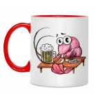 Двухцветная кружка Креветка с пивом