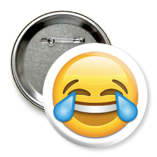 Значок 75мм с принтом Emoji Смайл: Слезы Радости