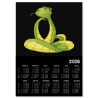 Календарь A3 2026, черный Змея