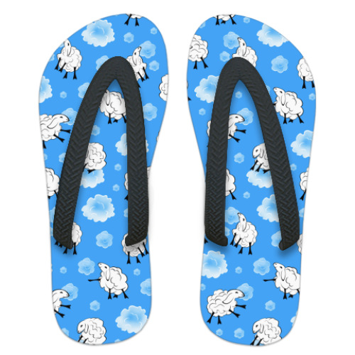Шлепанцы (сланцы) с принтом ОБЛАКА И ОВЕЧКИ