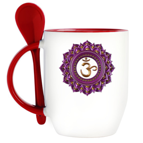 Кружка с ложкой с принтом Сахасрара чакра