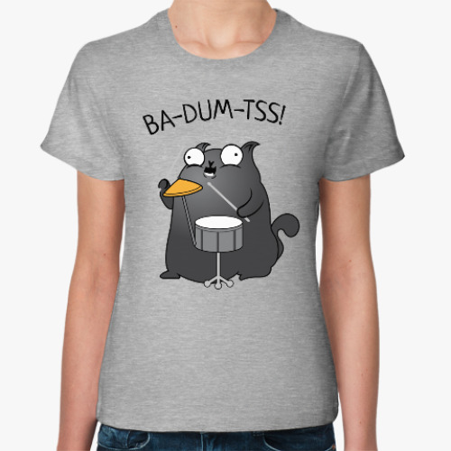 Женская футболка с принтом Кот Ba-Dum-Tss!