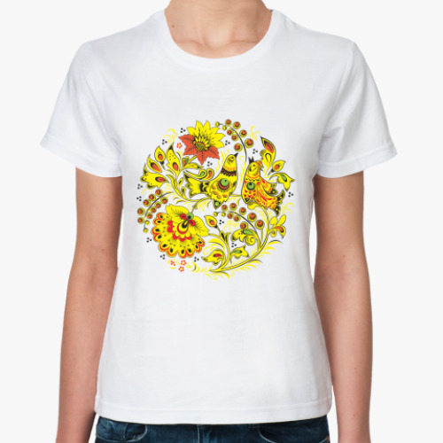 Классическая футболка с принтом Русский народный узор