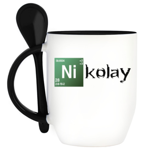 Кружка с ложкой с принтом Николай ('Во все тяжкие')