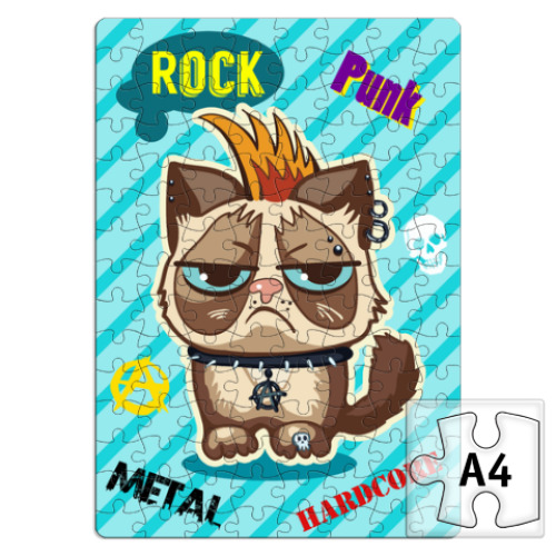 Пазл с принтом Кот Тард (Grumpy Cat) неформал