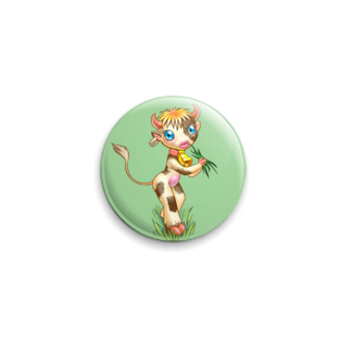 Значок 25мм с принтом коровка