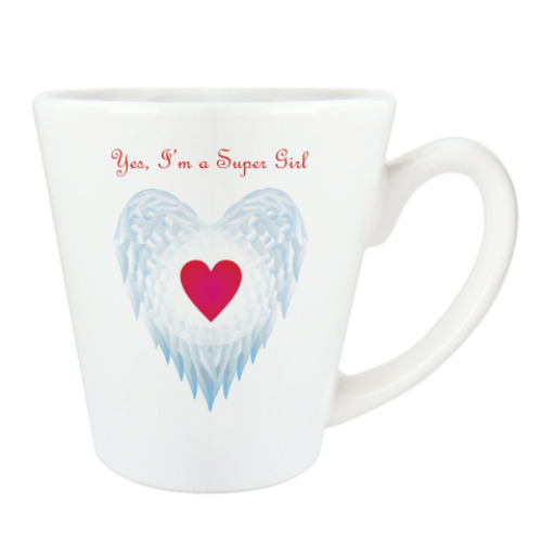 Чашка Латте с принтом Yes, I'm a Super Girl. Крылья