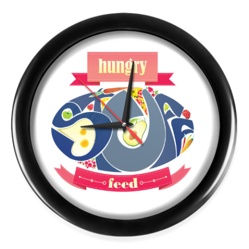Настенные часы с принтом Hungry