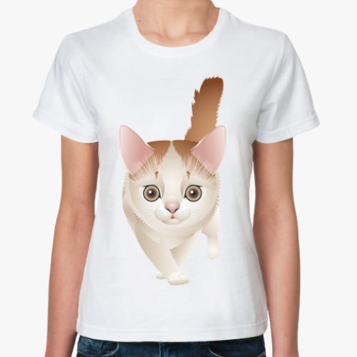 Классическая футболка с принтом Кошка