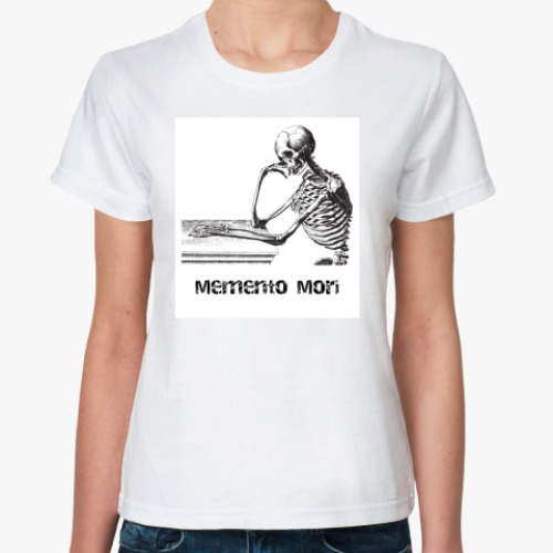 Классическая футболка с принтом Думай о смерти
