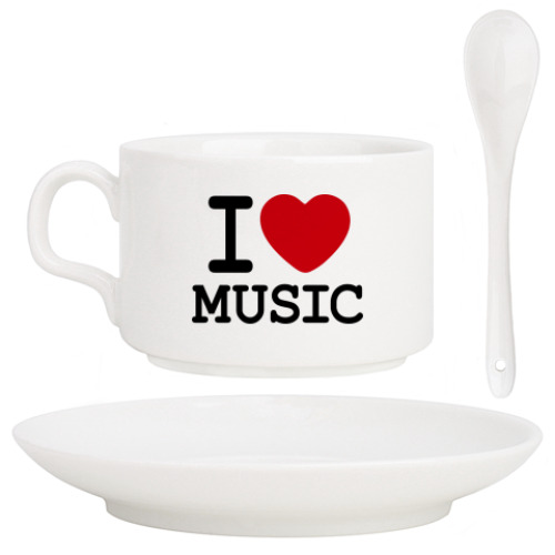 Кофейный набор с принтом I Love Music