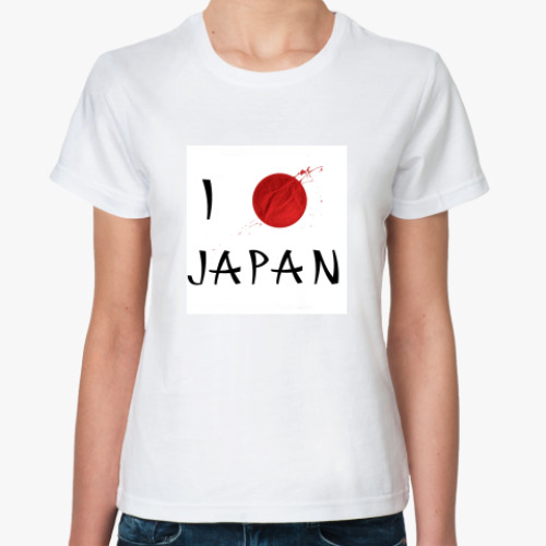 Классическая футболка с принтом  I love Japan