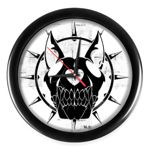 Настенные часы с принтом Dog skull