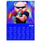 Календарь A3 2026, синий IRON PIG