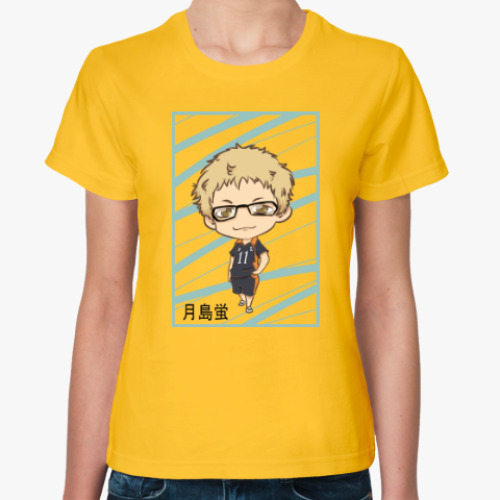 Женская футболка с принтом Цукишима чибик