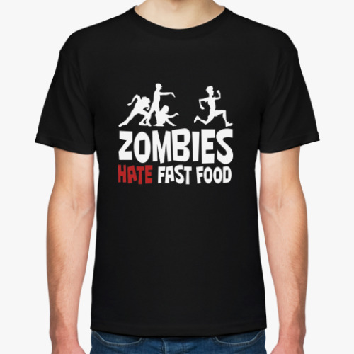 Футболка с принтом Zombies hate fast food