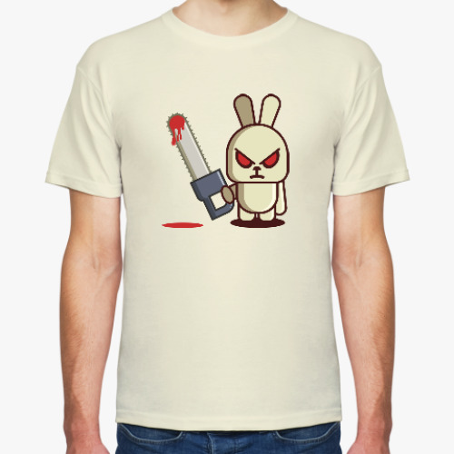 Футболка с принтом Злой кролик с пилой