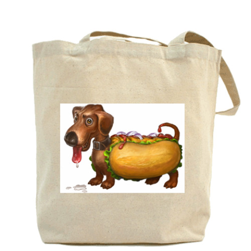 Сумка шоппер с принтом 'Hot-Dog'