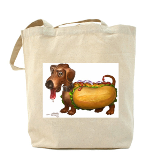 Сумка шоппер с принтом 'Hot-Dog'