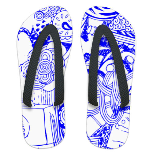 Шлепанцы (сланцы) с принтом Иллюстрация