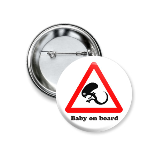 Значок 37мм с принтом Ребенок на борту
