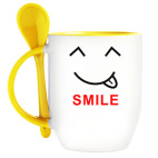 Кружка с ложкой Улыбнись