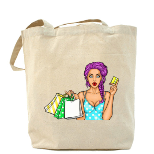 Сумка шоппер с принтом Покупательница