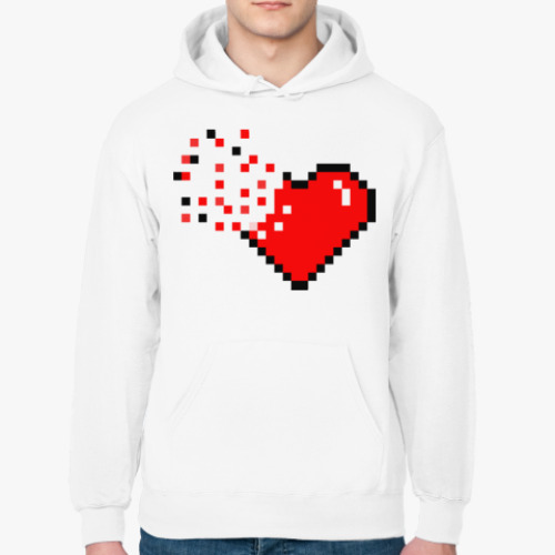 Толстовка худи с принтом Pixel Broken Heart (сердце)